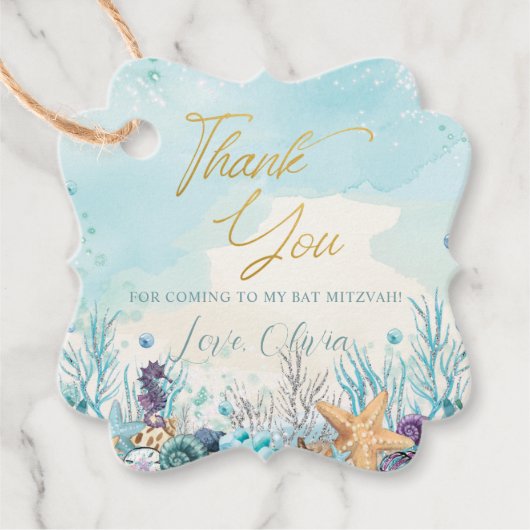 Bat Mitzvah Unterhalb des Meeres Strand Geburtstag Geschenkanhänger (Vorderseite)