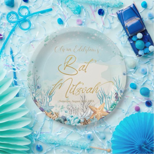 Bat Mitzvah Unterhalb des Meeresstrands 12. 13. Ge Pappteller (Party)