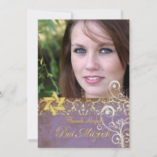 Bat Mitzvah/Vintag Damask/Wirbel/lilac Einladung