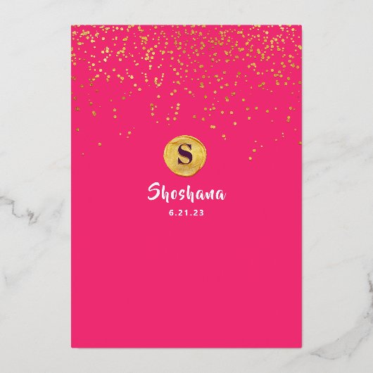 Bat Mitzvah Wasserfarbe Glitzer Einladung REAL (Rückseite)