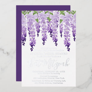 Bat Mitzvah Wasserfarbe Wisteria Firmenlogo Folieneinladung