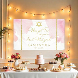 Bat Mitzvah Wasserfarbenbanner Abstrakt Pink Gilde Banner