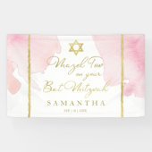 Bat Mitzvah Wasserfarbenbanner Abstrakt Pink Gilde Banner (Horizontal)