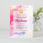 Bat Mitzvah Watercolor Einladung (Stehend Vorderseite)