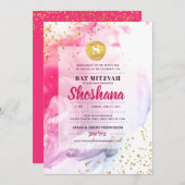 Bat Mitzvah Watercolor Einladung (Vorne/Hinten)