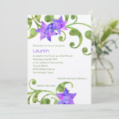 Bat Mitzvah Watercolor Floral Design Einladung (Stehend Vorderseite)