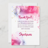 Bat Mitzvah Watercolor Glitzer Danke Karte (Vorderseite)