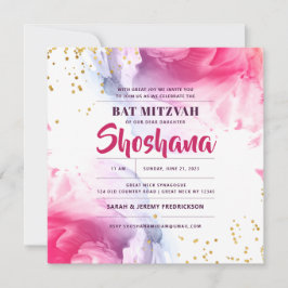 Bat Mitzvah Watercolor Glitzer Einladung