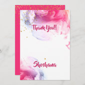 Bat Mitzvah Watercolor Glitzer Leere Vielen Dank Dankeskarte (Vorne/Hinten)