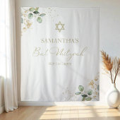 Bat Mitzvah Watercolor Hintergrund | Greenery Gild Wandteppich