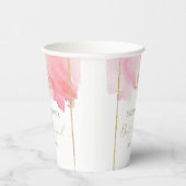 Bat Mitzvah Watercolor Paper Cups | Abstrakt rosa Pappbecher (Rechts)
