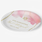 Bat Mitzvah Watercolor Paper Teller | ABSTRAKT (Schrägansicht)