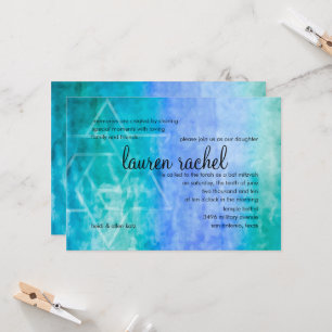 Bat Mitzvah Watercolor Streaks Blue Star von David Einladung
