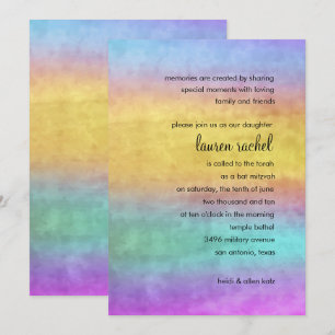Bat Mitzvah Watercolor Streaks Einladung