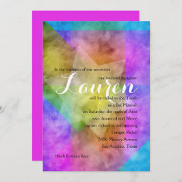 Bat Mitzvah Watercolor Vibranful Colorful Star Einladung