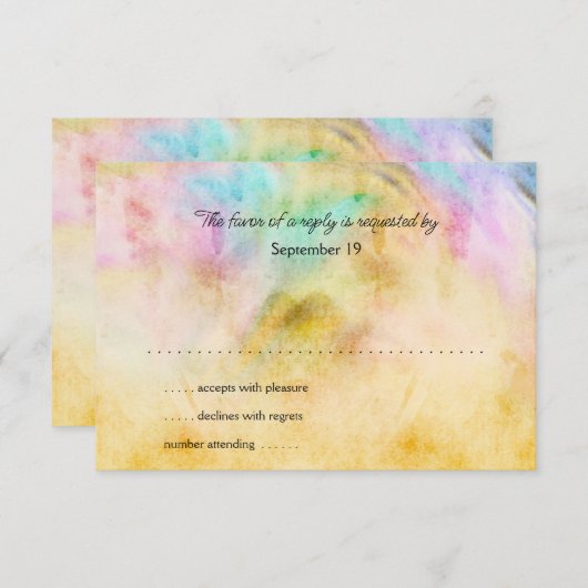 Bat Mitzvah Yellow Gefärbte Krawatte Design RSVP-K RSVP Karte (Vorne/Hinten)