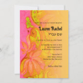 Bat Mitzvah Yellow Orange Pink Bohemisch Floral Einladung (Vorderseite)