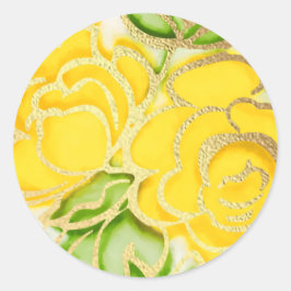 Bat Mitzvah Zeichnend Gelbe Rosen Runder Aufkleber