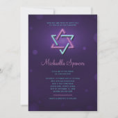 Bat Mitzwa Einladung Leuchtender Davidstern (Vorderseite)