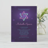 Bat Mitzwa Einladung Leuchtender Davidstern (Stehend Vorderseite)