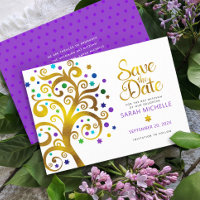 Bat Mitzwa lila mit goldenem Schriftzug Baum des L