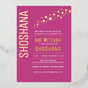 Bat Mitzwa moderne elegante ECHTES GOLD Folieneinladung