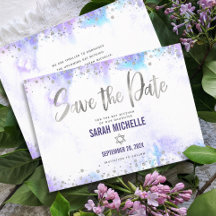 Bat Mitzwa moderne silberne Schrift lila Wasserfar