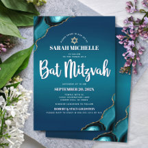 Bat Mitzwa Türkis Ombre Achat Moderne Schrift
