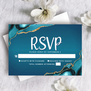 Bat Mitzwa Türkis Ombre Gold Achat Schriftzug RSVP Karte
