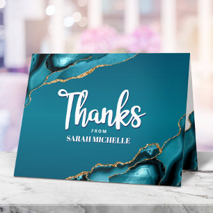 Bat Mizwa Gold Türkis Ombre Achat Fette Schrift Dankeskarte