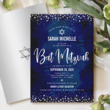 Bat Mizwa Modern Navy Silber Glitter Folie Schrift