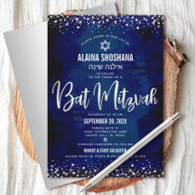 Bat Mizwa Modern Navy Silberfolie Glitter Schriftz