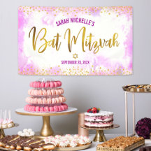 Bat Mizwa rosa Wasserfarbe Mädchen goldfolien Schr