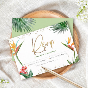Bat Mizwa Tropical Gold Schrift Floral Wasserfarbe RSVP Karte