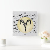 Bat Moon Aries Quadratische Wanduhr (Zuhause)