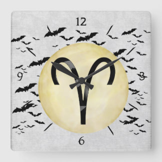 Bat Moon Aries Quadratische Wanduhr