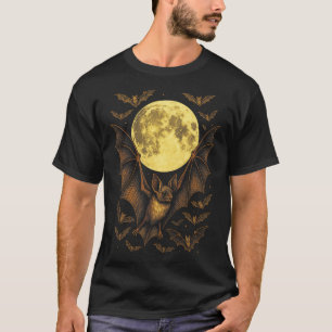 Bat Moon Halloween Gothic Spooky Nature Night T-Shirt