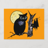 Bat Moon und Owl zu Halloween Postkarte (Vorderseite)