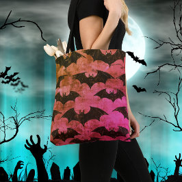 Bat Muster mehrfarbiger Hintergrund Halloween Them Tasche