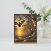 Bat | Niedliche Vintage Tierpostkarte Postkarte (Stehend Vorderseite)