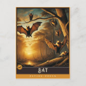 Bat | Niedliche Vintage Tierpostkarte Postkarte (Vorderseite)