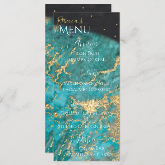 Bat oder Bar Mitzvah aus diesem Weltmenü Menükarte (Vorne/Hinten)