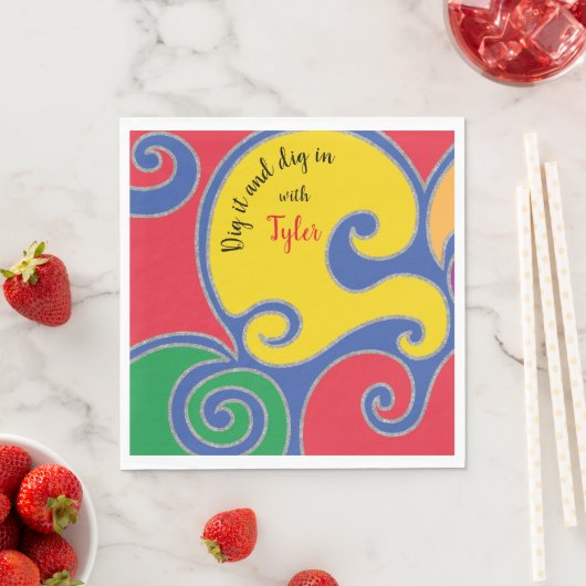 Bat oder Bar Mitzvah Napkin Glittery Wirbel Serviette (Beispiel)