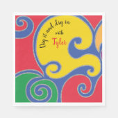 Bat oder Bar Mitzvah Napkin Glittery Wirbel Serviette (Vorderseite)