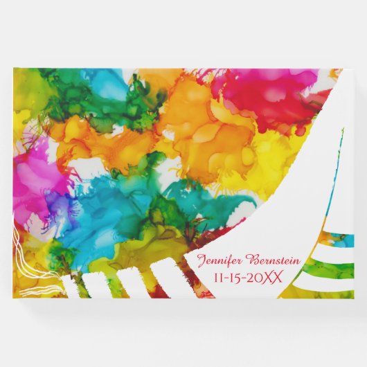 Bat oder Bar Mitzvah Party Farbiges Gästebuch (Vorderseite)