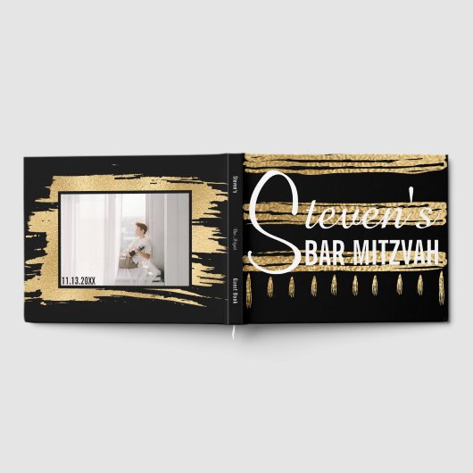 Bat oder Bar Mitzvah Party Gold Tallit Gästebuch (Voll)