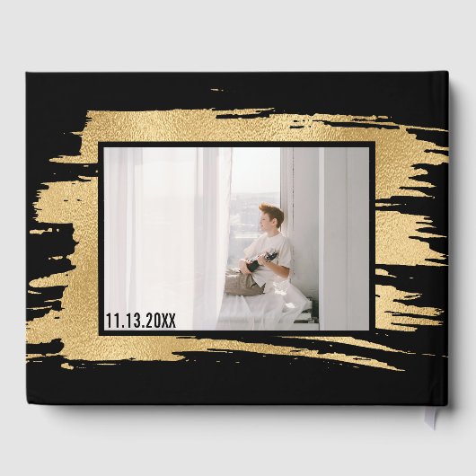 Bat oder Bar Mitzvah Party Gold Tallit Gästebuch (Rückseite)