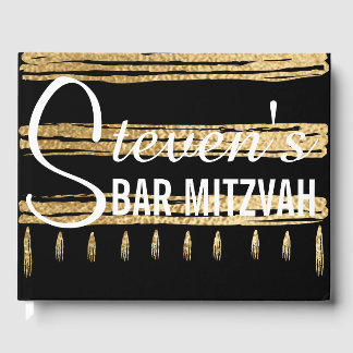 Bat oder Bar Mitzvah Party Gold Tallit Gästebuch