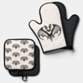 Bat Patterned Oven Mitt and Pot Holder set (Vorderseite/Rückseite)