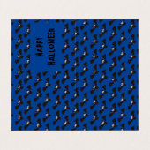 Bat Patterns Halloween Blue Classroom Exchange Car Visitenkarten (Außenseite Aufgefaltet)